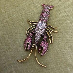 Pink and Gold Lobster Brooch